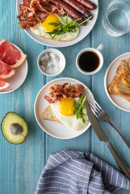 Assortment of delicious breakfast meal