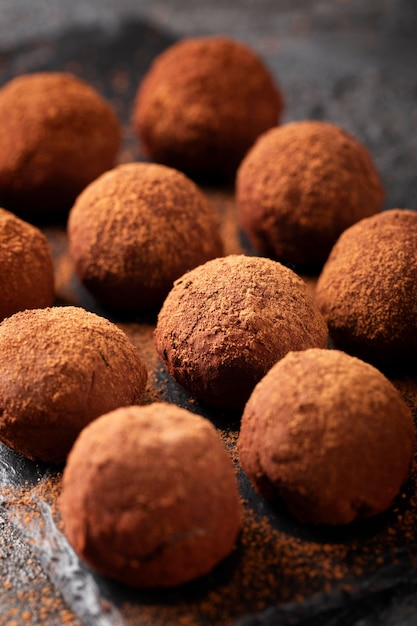 Assortment of delicious chocolate goodies close-up