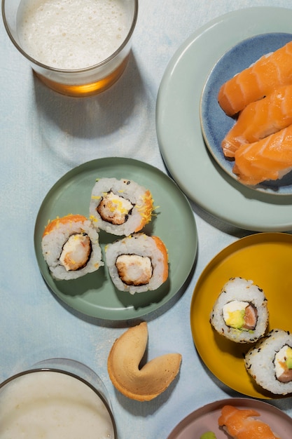 Assortment of delicious oriental food