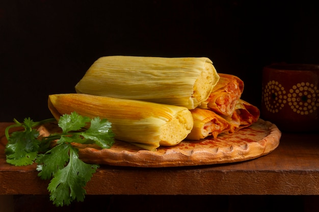 Assortment of delicious traditional tamales