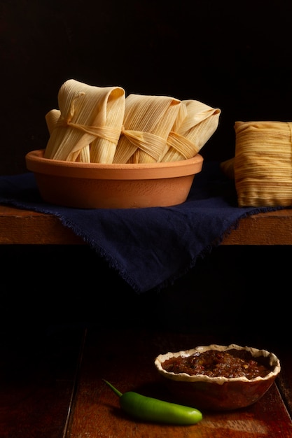 Assortment of delicious traditional tamales