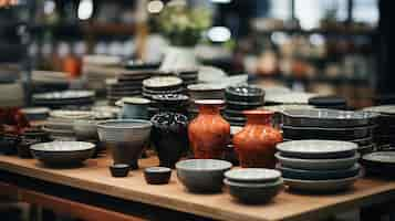 Free photo assortment of elegant ceramics stands arranged neatly