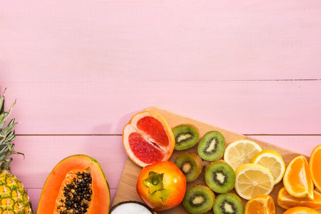 Assortment of fresh exotic fruits