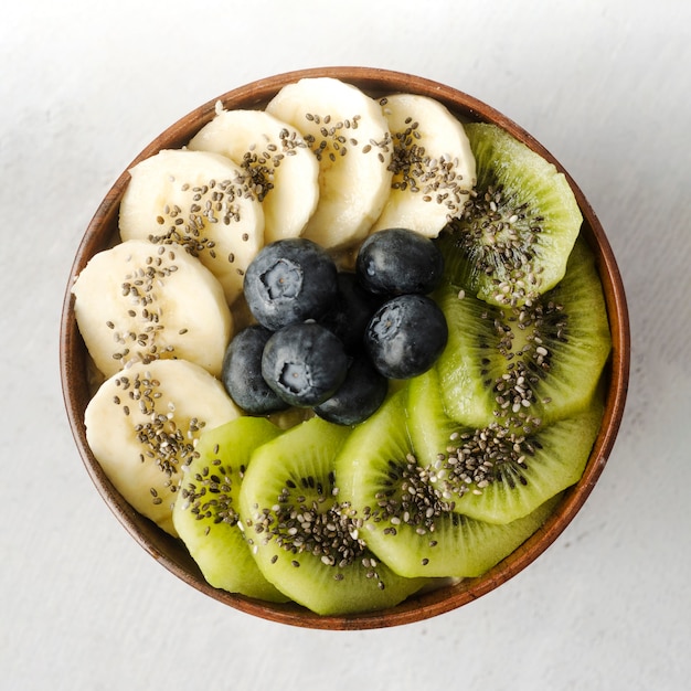 Free photo assortment of fruit in bowl top view