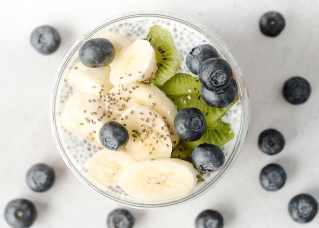 Free photo assortment of fruit in glass flat lay