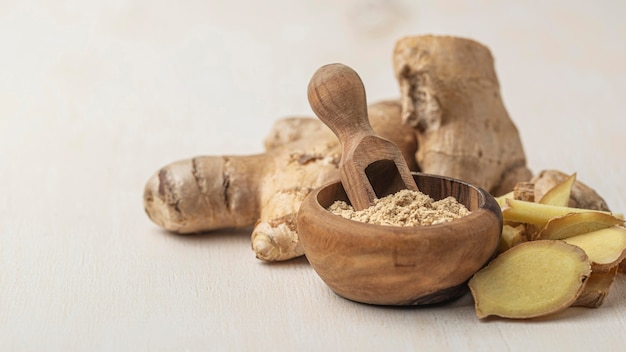 Assortment of ginger on table