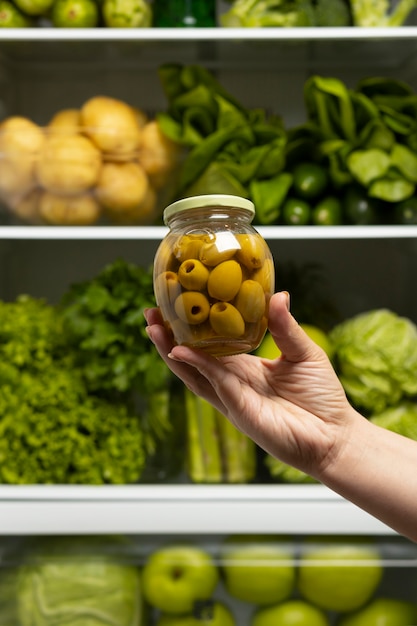 Free photo assortment of healthy food in the fridge