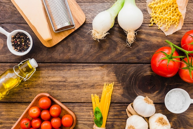 Assortment of Italian pasta ingredients