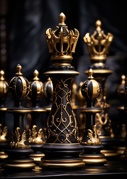 Assortment of luxurious chess pieces