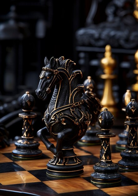 Assortment of luxurious chess pieces