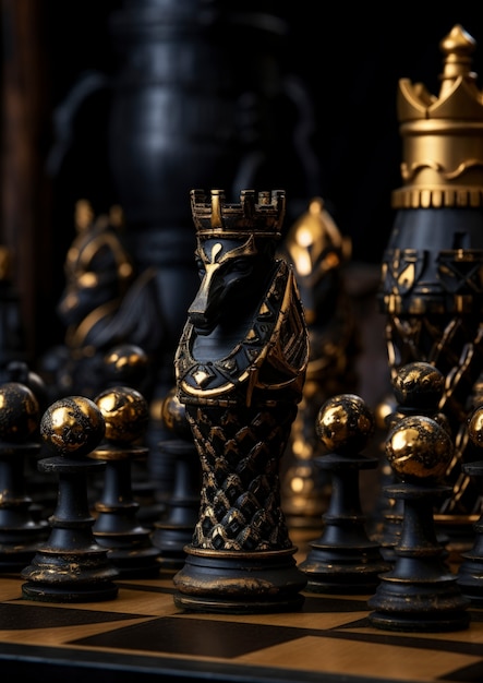 Free photo assortment of luxurious chess pieces