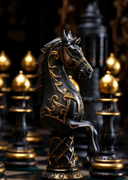 Assortment of luxurious chess pieces