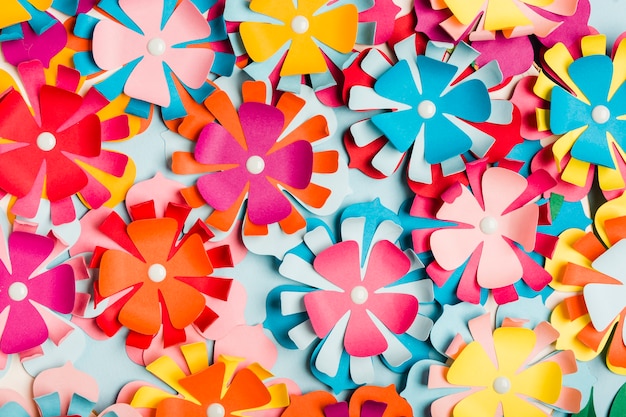 Assortment of multicolored paper spring flowers
