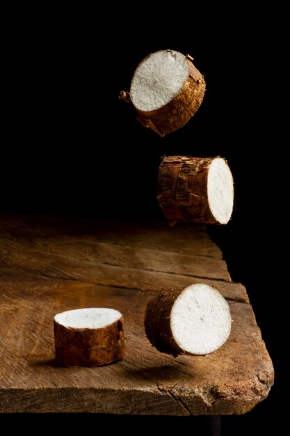 Assortment of nutritious cassava roots sliced