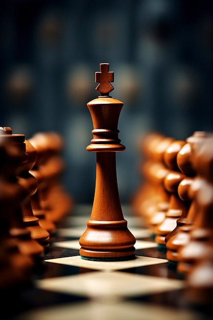 Бесплатное фото Ассортимент шахматных фигур с драматическими декорациями
