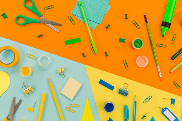 Assortment of office supplies on the table
