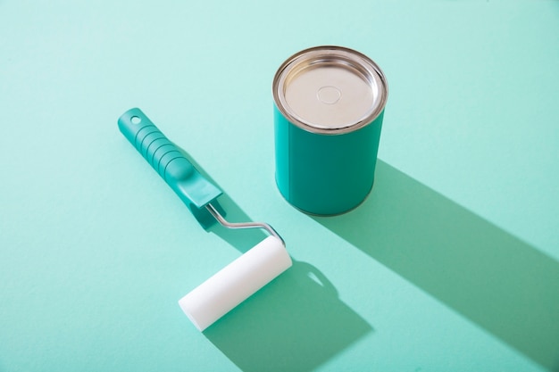 Free photo assortment of painting items with green paint