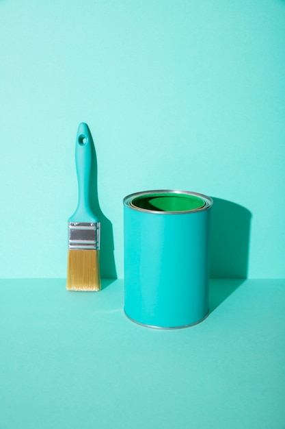 Free photo assortment of painting items with green paint