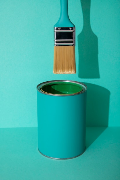 Free photo assortment of painting items with green paint