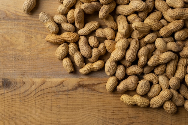 Assortment of peanuts with shells