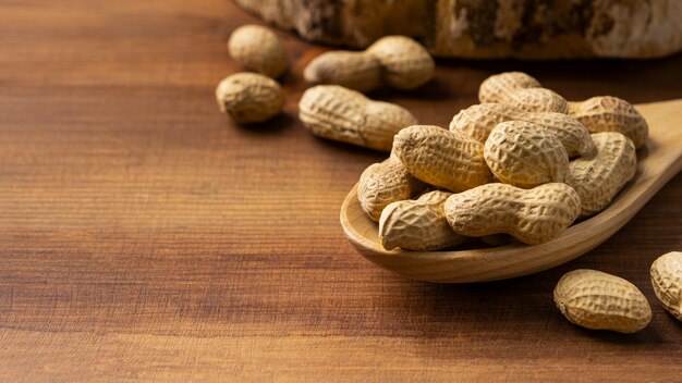 Assortment of peanuts with shells