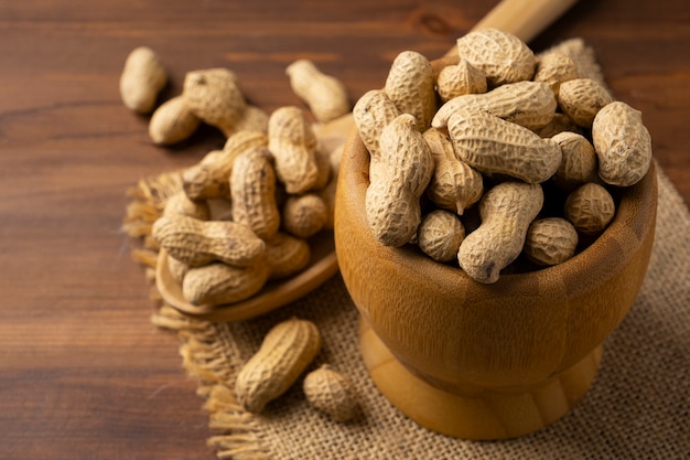 Assortment of peanuts with shells