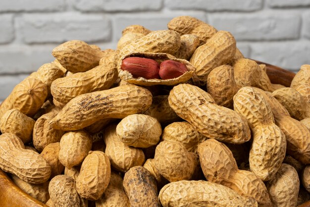 Assortment of peanuts with shells