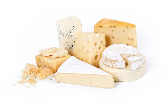 Assortment of pieces of cheese
