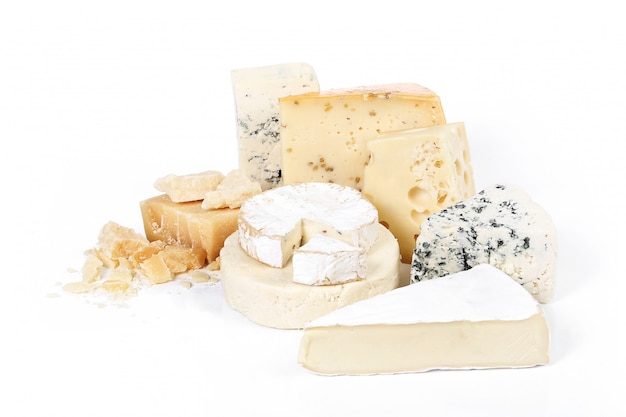 Assortment of pieces of cheese