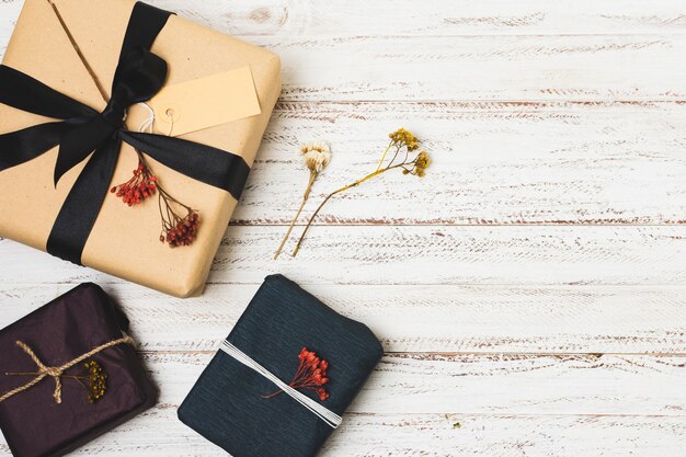Assortment of present with ribbon