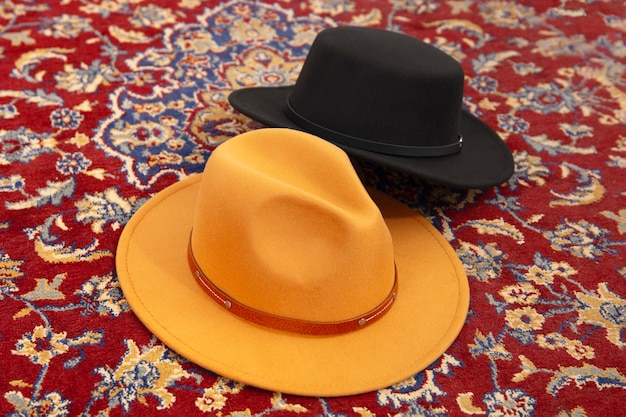 Assortment of stylish fedora hats