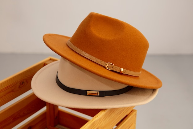 Assortment of stylish fedora hats