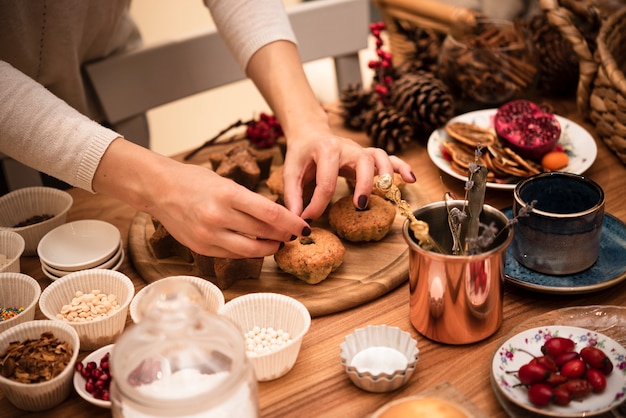 Free photo assortment of sweet pastries with rosehip and sprinkles