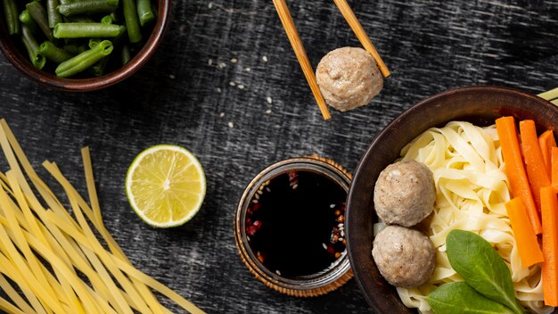 Assortment of traditional indonesian bakso