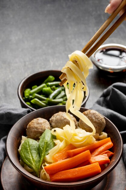 Assortment of traditional indonesian bakso