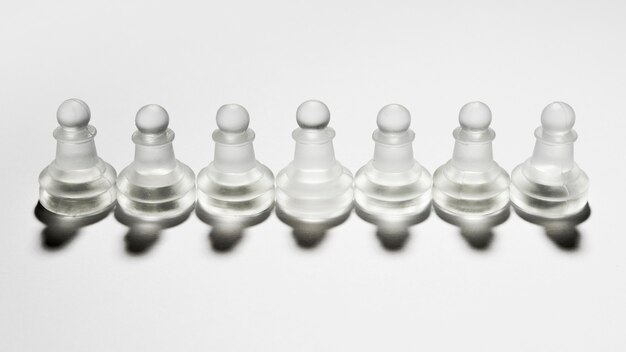 Assortment of transparent chess pieces