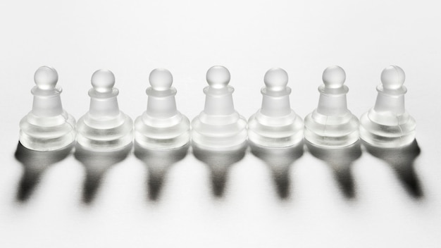 Assortment of transparent chess pieces
