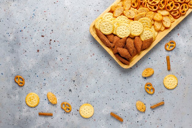 Assortment of unhealthy snacks.