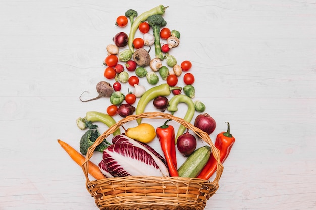 Assortment of vegetables in basket