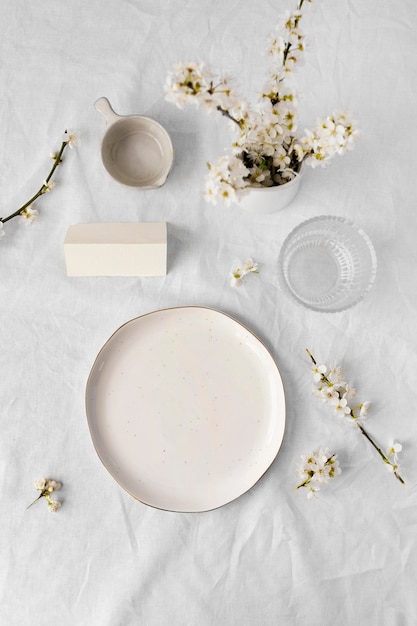 Assortment of white table for a delicious meal