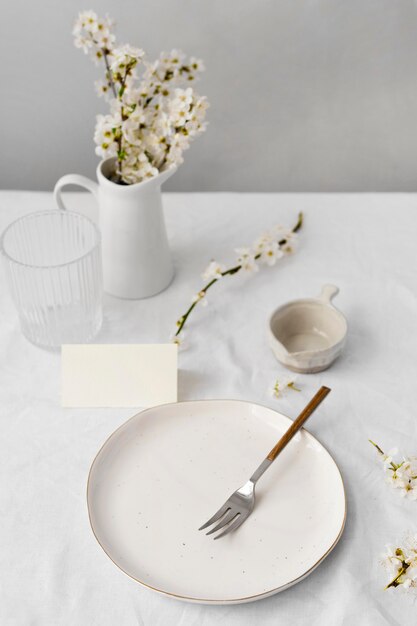 Free photo assortment of white table for a delicious meal