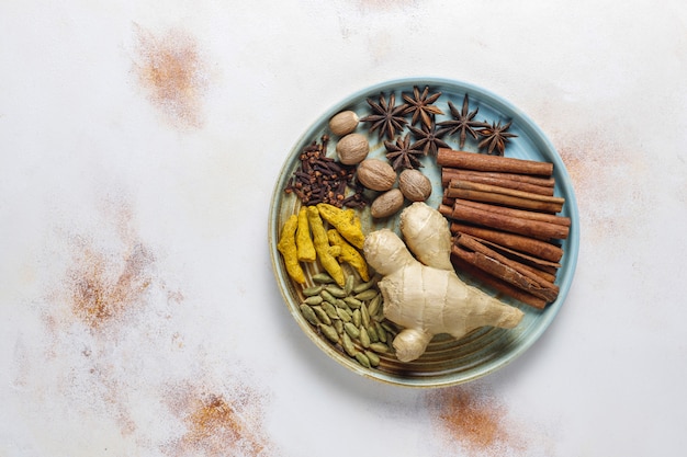 Free photo assortment of winter spices.