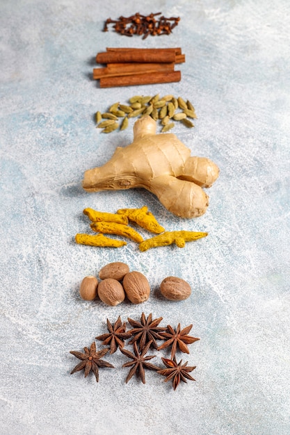 Assortment of winter spices