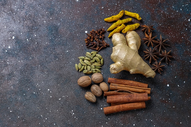 Free photo assortment of winter spices.