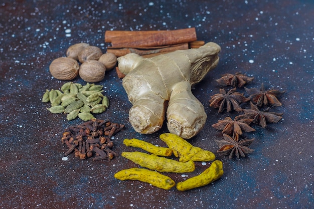 Free photo assortment of winter spices.