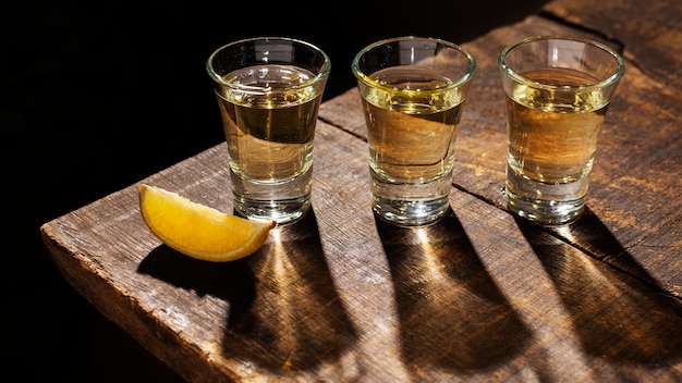 Assortment with delicious mezcal beverage