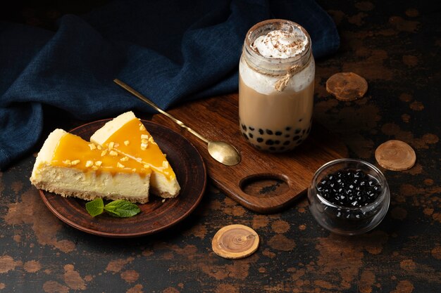 assortment with delicious traditional thai tea