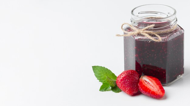 Assortment with tasty jam in jar