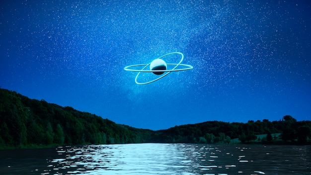 Astral wallpapers composition with lake