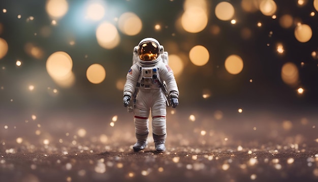 Free photo astronaut on the background of bokeh lights space concept